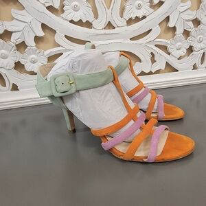 Sacha London Orange and Purple Strappy Sandals